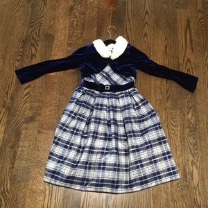 Jona Michelle blue pleat dress w separate jacket